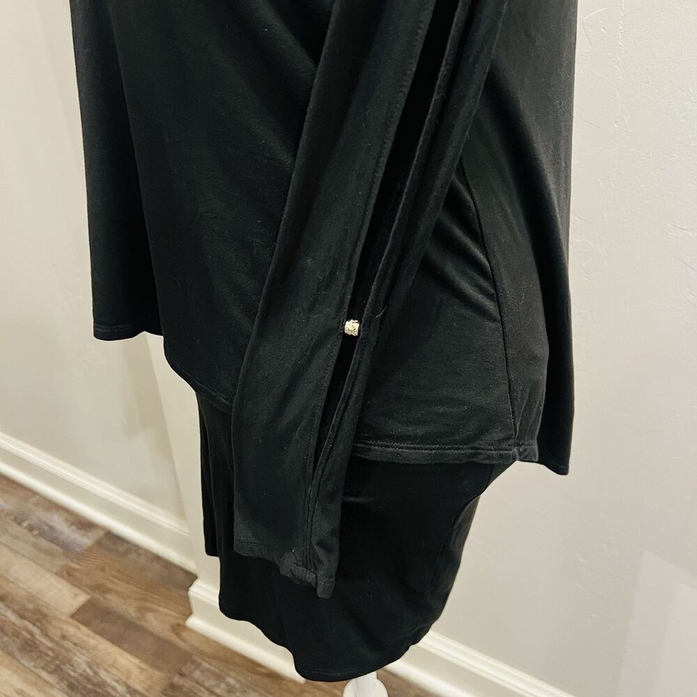 White House Black Market Blouse Women XS Black Long Sleeve Button Layered (A0126 - Picture 5 of 5